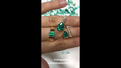 Certified natural Columbian emerald and diamond fine jewelry collection for his and her