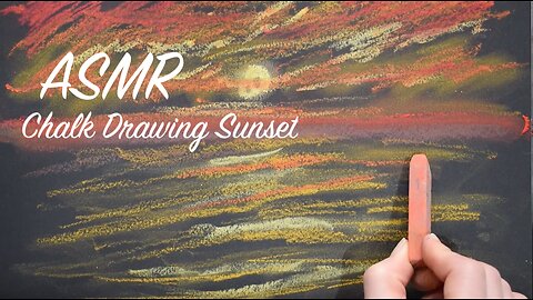 ASMR Quietly Sketching Next to You (No Talking) | Chalk Drawing Red Sunset Seascape