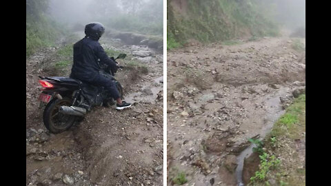 Hill side road condition in nepal