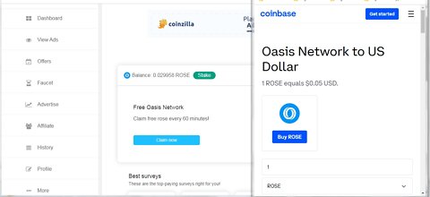 How To Earn Free 15291 Oasis Network ROSE Cryptocurrency At Coinpayu Every 60 minutes With Proof