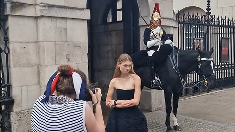 Fashion shoot model poses at horse guards #horseguardsparade