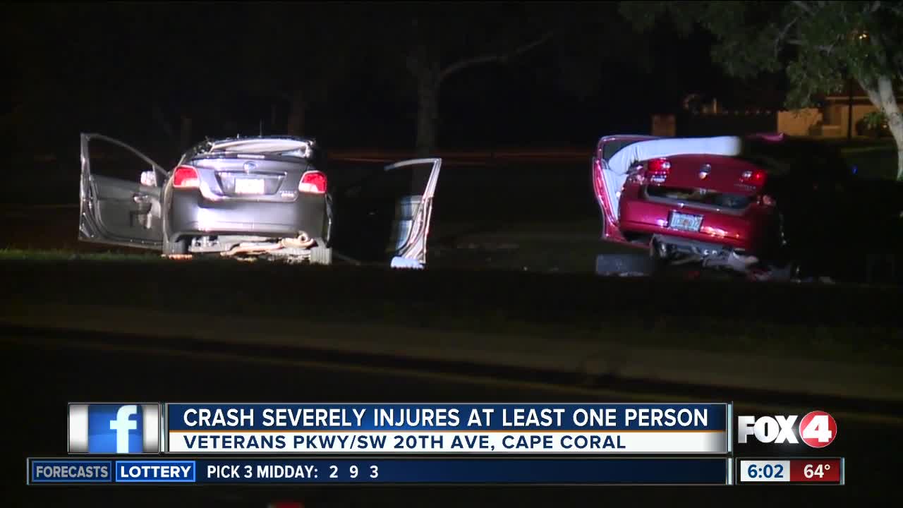 Injuries reported in serious crash on Veterans Parkway in Cape Coral Monday night