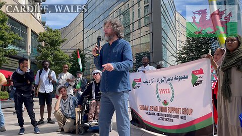 March for Sudan and Palestine. Central Library, Cardiff