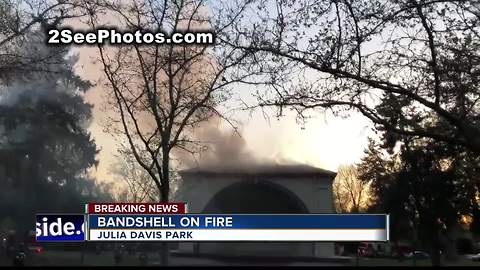 Fire at Bandshell in Julia Davis Park