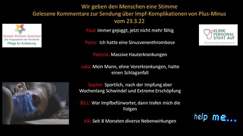 Wir geben den Menschen eine Stimme. Gelesene Kommentare Sendung ARD Impfkomplikationen Teil 2