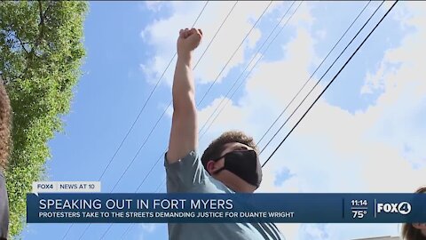 Black Lives Matter protestors make their way through downtown Fort Myers