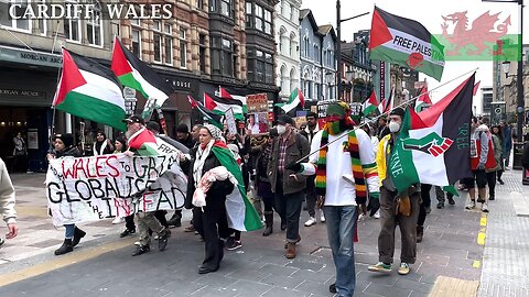 March for Palestinian Children, Mc St Mary Street, Cardiff Wales