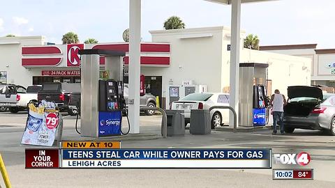 Teens steal car while owner pays for gas