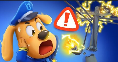 Dangerous fallen power lines ⚡. Outdoor safety for kids. Kids cartoon.