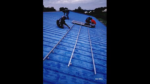 Solar Panel installation on the warehouse roof