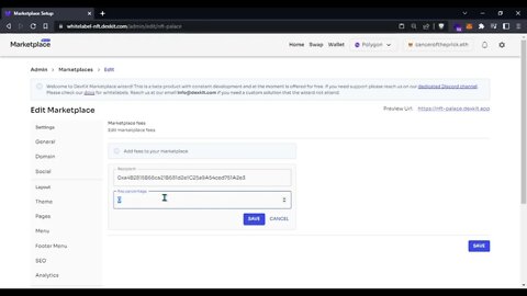 Setting up your NFT marketplace fees. Step 6