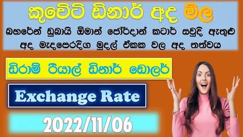 Exchange Rate Sri Lanka 2022/11/06 | Dinar exchange rate | Remittance | bec | USD currency rate