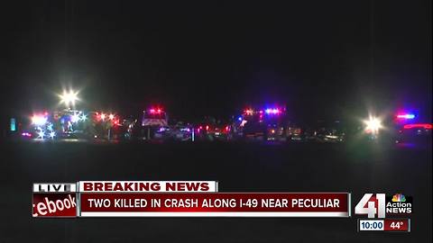 Two dead in crash on I-49 in Peculiar, Missouri