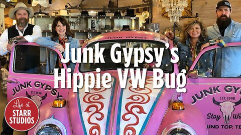 Hand Painted Lettering on a VW Bug for Junk Gypsy in Round Top, Texas