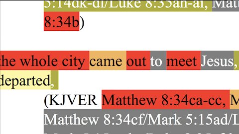 191a. They all see the man now in his right mind. Matthew 8:34, Mark 5:14-15, Luke 8:35