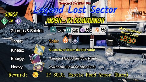 Destiny 2 Legend Lost Sector: Moon - K1 Communion on my Strand Warlock 10-9-23