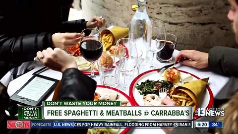 Get free spaghetti & meatballs at Carrabba's