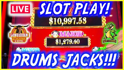 🔴 LIVE SLOTS! EPIC DANCING DRUMS GRAND JACKPOT CHALLENGE! LET'S GO! LONGHORN CASINO!