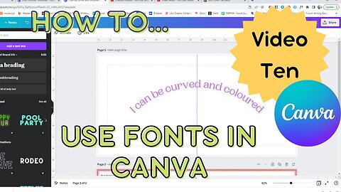 Canva children's book tutorial. How to use text and fonts, colour, effects, and curves. - Video 10