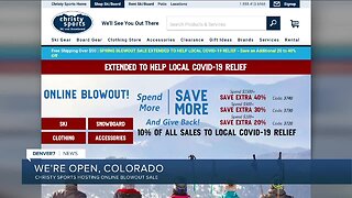 Christy Sports says, "We're Open Colorado" online