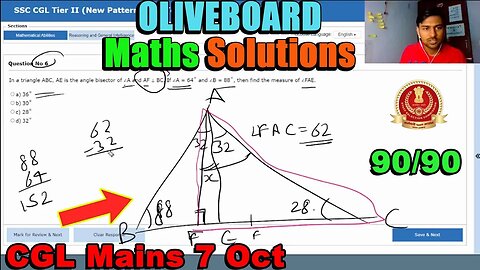 90/90🔥 Maths Solutions SSC CGL Tier 2 Oliveboard 7 Oct | MEWS Maths #ssc #oliveboard #cgl2023