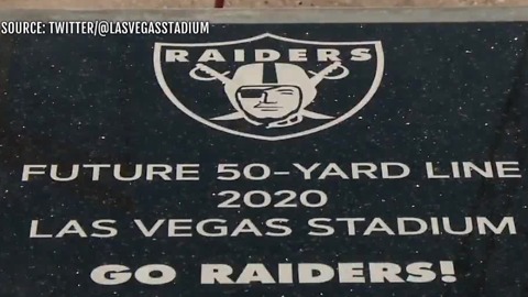 Plaque marks future 50-yard line at Las Vegas stadium