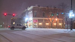 Snow coming down in Medina