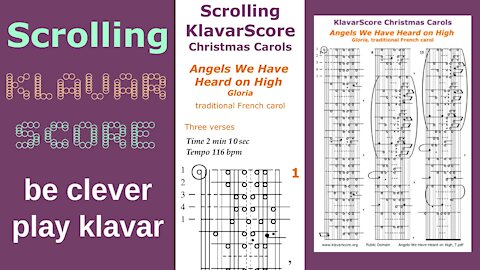 Angels We Have Heard on High, Gloria Traditional French Carol, Scrolling KlavarScore Sheet Music.