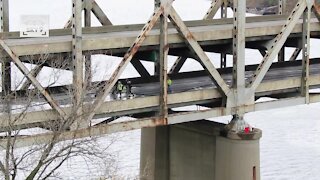 Sky 9 reveals damage on the Brent Spence Bridge after fiery crash