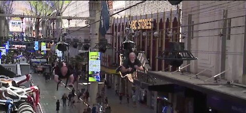 SlotZilla job applicants ride on downtown Las Vegas zipline during hiring event