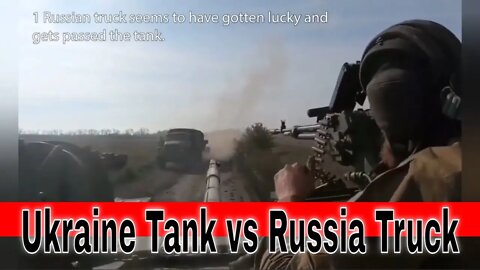 Raw Combat Footage. Ukrainian Tank vs Unarmed Russian Trucks. Who will win?