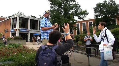 Some HUMBLE HEARERS at West Virginia University - Open Air Preaching - Kerrigan Skelly