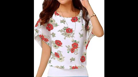 Neineiwu Women's Loose Casual Short Sleeve Chiffon Top T-Shirt Blouse