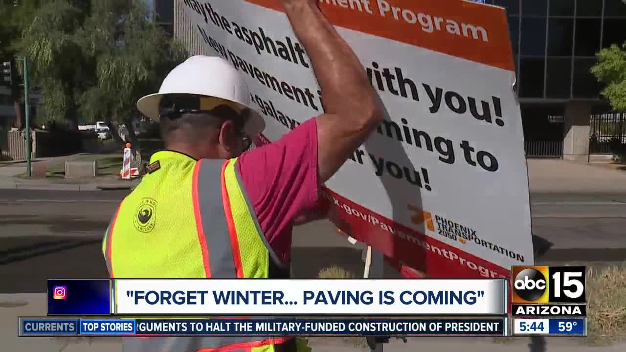 "Forget Winter... Paving is Coming": City of Phoenix using wit on the roads