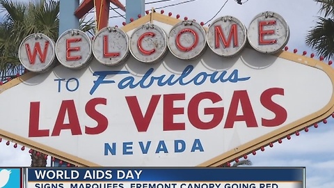 'Welcome to Fabulous Las Vegas' sign goes red for World AIDS Day