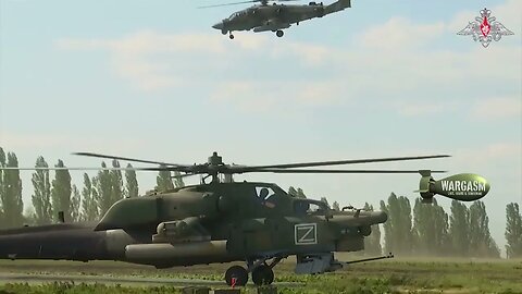 Russian attack helicopters 'destroy strongholds and columns of hardware'