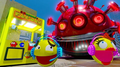 PACMAN & MS. PACMAN PLAYING ON A CLAW MACHINE | RED OMICRON ROBOT PACMAN APPEARS!!!