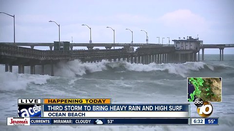 High surf a concern as third storm batters San Diego