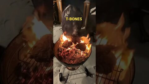 How to Grill Steaks: T-Bone's Over the Grill #Shorts #Carnivore #Steaks