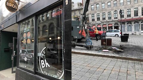 Photos Show The Aftermath Of The Destructive Old Montreal Anti-Curfew Protest