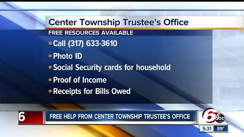 Food, housing and transportation help at the Center Township Trustee's Office