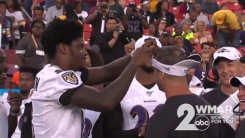 WATCH: We caught the cutest interaction between Ravens Head Coach and Lamar Jackson