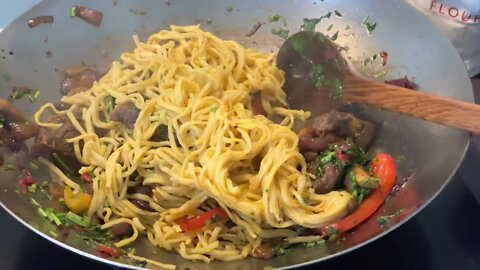 Beef Ribeye Stir Fry - Add the Beef Coriander and Noodles 2/2