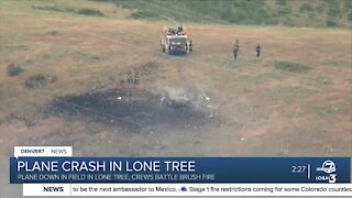 Single-engine plane crashes in Lone Tree after collision with electrical line