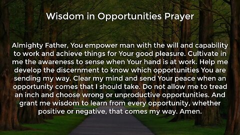 Wisdom in Opportunities Prayer (Prayer for Wisdom and Direction)