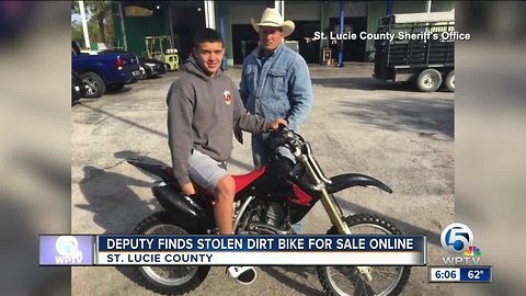 Deputy finds stolen dirt bike for sale online