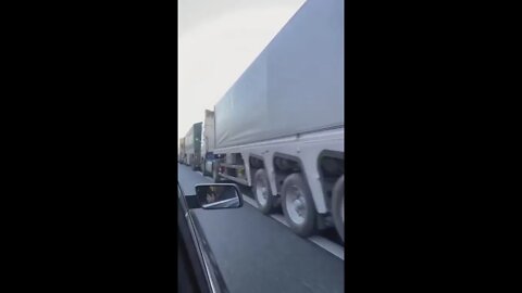 🇺🇦Graphic War🔥Blocked Russian & Belarusian Trucks 17 Miles - Nothing Leaves Poland Border #Shorts