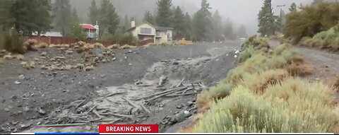 Debris seen rushing down Sheep Canyon in Wrightwood