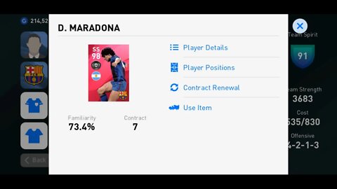 How to change ICONIC Diego Maradona Rating 96 to 98 | PES 20 MOBILE