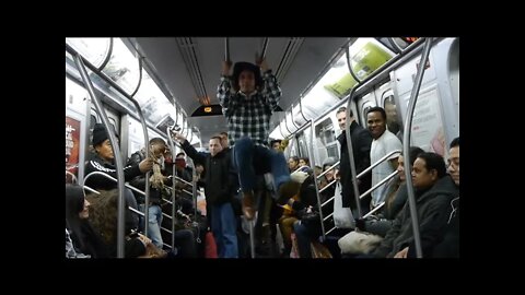 Crazy Irish guy crashes NYC subway!